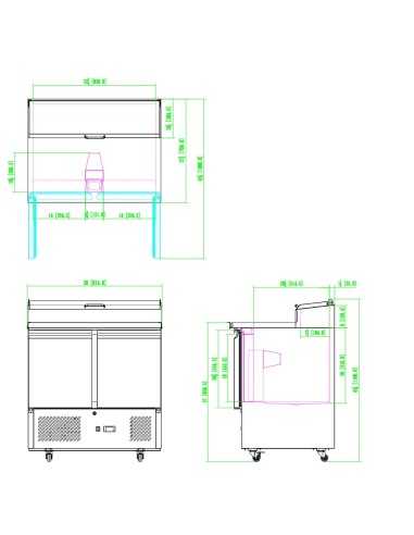 Banco pizza 2 porte - Porta ingredienti - cm 90 x 70 x 110.5 h