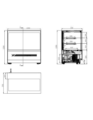 Pastry glass - Temp. +0°/+8°C - Capacity Lt....