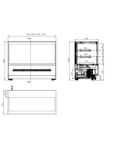 Pastry glass - Temperature +0°/+8°C - Capacity...