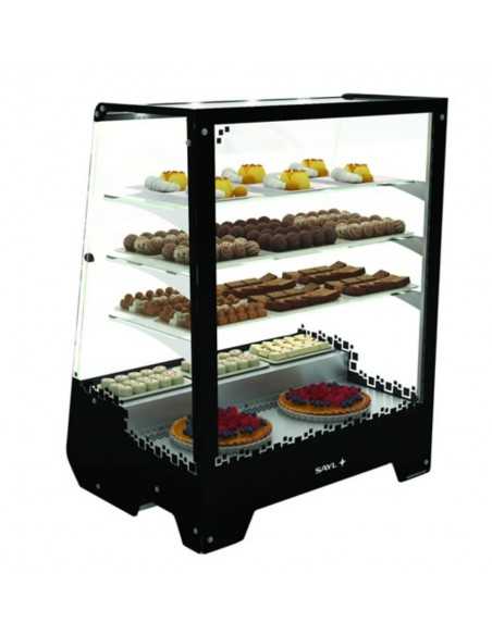 Vetrina pasticceria - Colore nero  - Temperatura  +4°C/ +8°C - Ventilata - Luci led - Cm 71 x 53.5 x 90 h