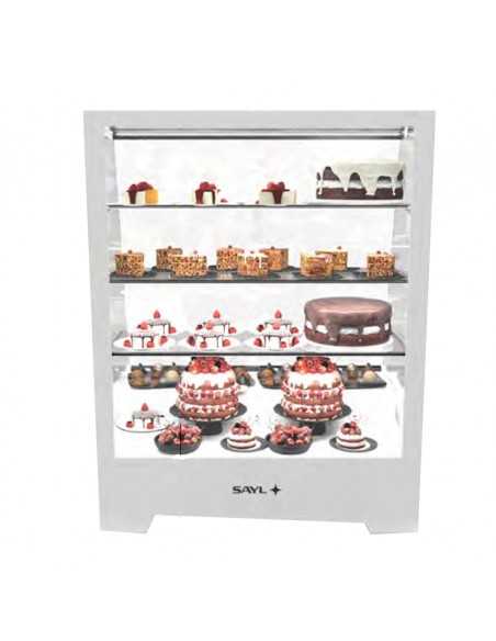 Vetrina pasticceria - Colore bianco  - Temperatura  +4°C/ +8°C -Ventilata - Luci led - Cm 71 x 53.5 x 90 h