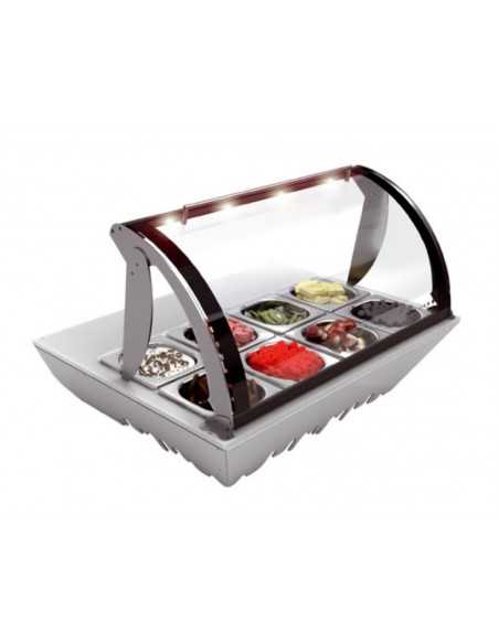 Refrigerated display case - Ventilated - Temperature +4°/+8°C - No. 8 Bacinelle GN1/6 H 65mm - cm 78.5 x 67.5 x 52.5/30 h