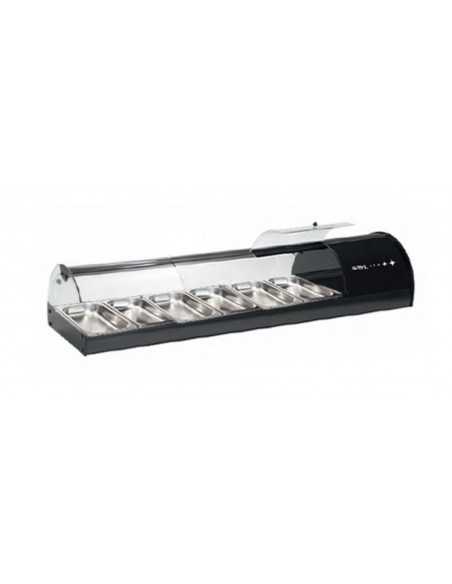 Vitrina refrigerada - Temperatura +2°C/ +6°C - N. 6 contenedores GN 1/3 - Cm 143,8 x 39,5 x 24,5 h