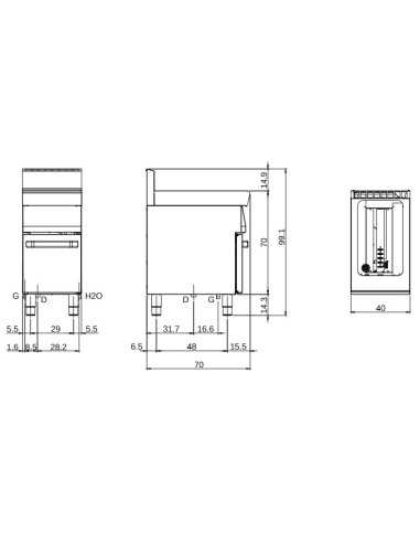 Gas cooker - Monovasca liters 40 - Power kW...