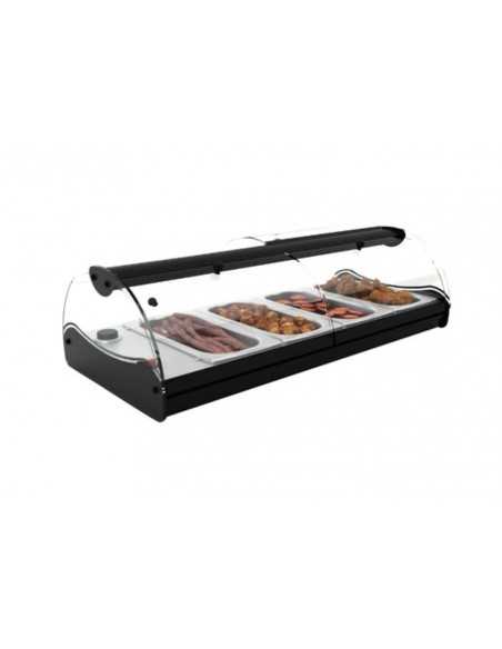 Bain marie showcase - Self service - Temperature +30°C/+80°C - Containers no. 4 x GN 1/3 H40 - Cm  84 x 39.5 x 24 h