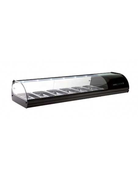 Vitrina refrigerada - Temperatura +2°/ +6°C - Contenedores n°6 x GN 1/3 x 40 h - Cm 143,8 x 39,5 x 24,5 h