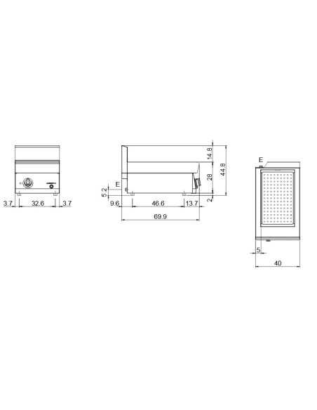 Bagnomaria elettrico - Da banco - 1 vasca Gn 1/1 - Potenza kW 1.5 - cm 40 x 70 x 30 h