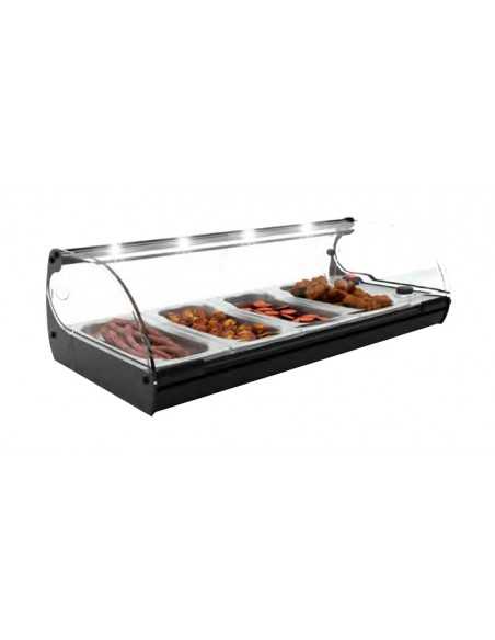 Bain marie showcase - Temperature +30°/+80°C - Containers No. 4 x GN 1/3 x H40 - Cm 84 x 39.5 x 24.5 h