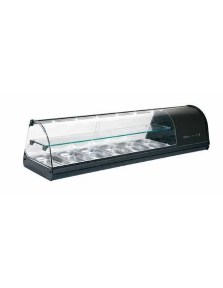 Vetrina refrigerata - Temperatura +2°/+6°C - Contenitori n°6 x GN 1/3 H 40 - Cm 143.8 x 39.5 x 36 h