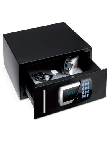 Caja fuerte - Para hoteles - Electrónica - Motorizada - Pantalla LED - Apertura del cajón - cm 35 x 41 x 20 h