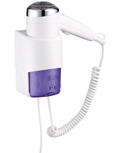 Hair dryer for hotels - Wall support - ABS body - cm 9 x 11.5 x 23 h