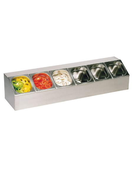 Expositor para bandejas - N.6 x GN 1/6 H 15 cm - Acero inoxidable - Dimensiones 98 x 24 x 21 h cm