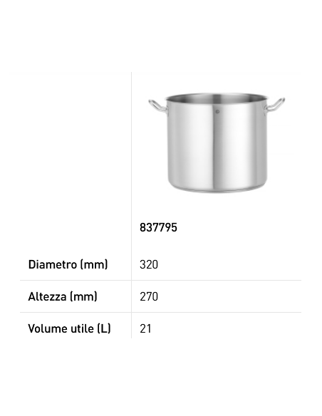 Tall Stew Pot - Without lid - With encapsulated sandwich bottom - Various sizes