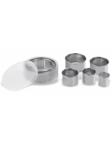 Set of 8 smooth round cutters in stainless...