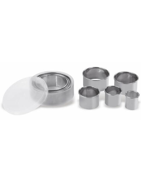 Set 8 tagliapasta rotondi lisci in acciaio inox da 10cm a 3 cm Ø
