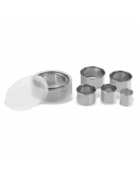 Set de 8 cortadores redondos lisos en acero inoxidable de 10cm a 3cm Ø