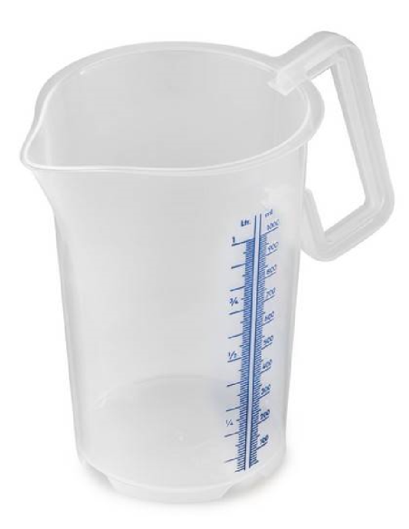 Caraffa in PP graduata scala blu con impugnatura chiusa