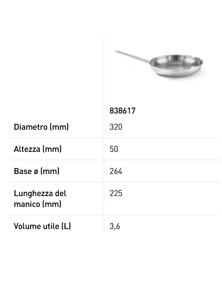 Frying pan - With bottom encapsulated sandwich - Without lid - Long steel handle - Various sizes