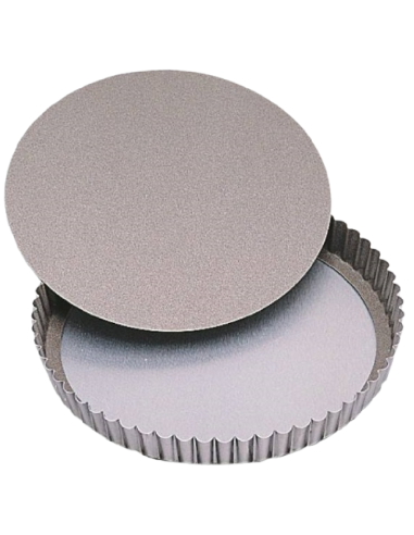Festooned round cake tin with non-stick movable bottom