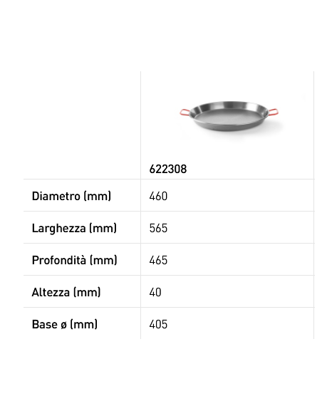 Padella per Paella - Con fondo incapsulato a sandwich - Per cucine a gas - Varie dimensioni