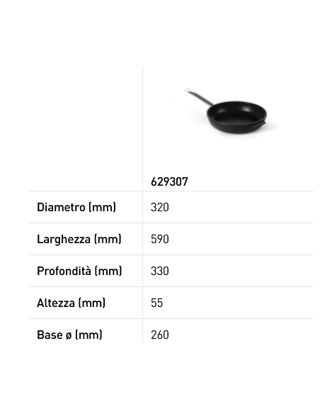 Frying pan - Made of cast aluminum - Resistant up to 250 °C - Various sizes