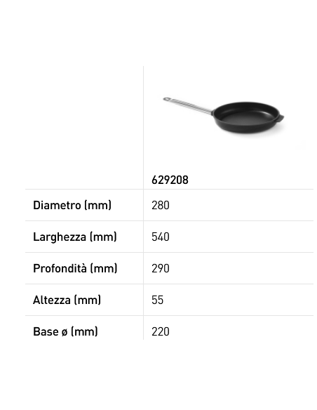 Padella per frittura - Realizzata in fusione di alluminio - Resistente fino a 250 °C - Varie dimensioni