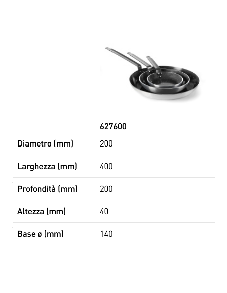 Aluminum frying pan - With induction bottom - Resistant up to 250 °C - Various dimensions