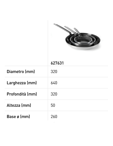 Padella in alluminio - Con fondo per induzione - Resistente fino a 250 °C - Dimensioni varie