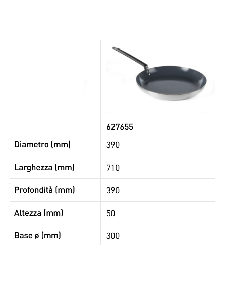 Padella in alluminio - Con fondo per induzione - Resistente fino a 250 °C - Dimensioni varie