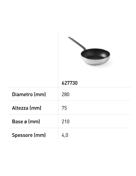 Padella "Wok" - In alluminio - Con fondo per induzione - Resistente fino a 250 °C - mm Ø 320 x 20h