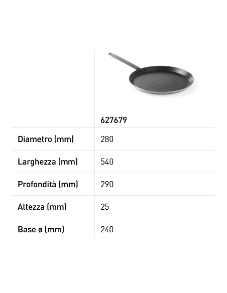 Padella per crepes - In alluminio - Con fondo per induzione - Resistente fino a 250 °C - Dimensioni varie