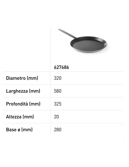 Pan for crepes - In aluminum - With induction bottom - Resistant up to 250 ° C - Various dimensions