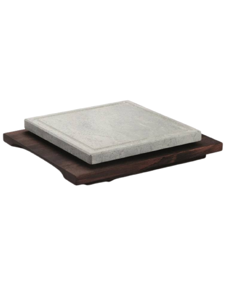 Rectangular soapstone - Tinted wooden base - Dimensions 25 x 40 cm