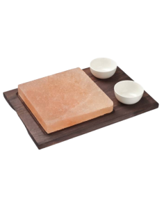 Plato de sal cuadrado - Base de madera tintada -...