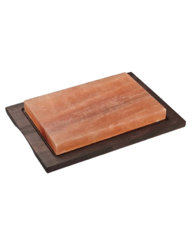 Plato de sal rectangular - Base de madera tintada - Dimensiones 20 x 30 cm