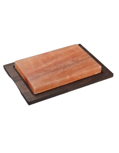 Plato de sal rectangular - Base de madera tintada - Dimensiones 20 x 30 cm