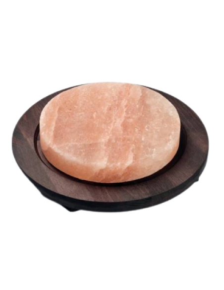 Round salt plate - Tinted wooden base - Dimensions 20 cm