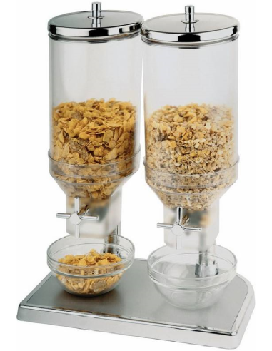 Double mill cereal dispenser - Capacity 2 x 4.5 l - Dimensions 22 x 35 x 52 h cm