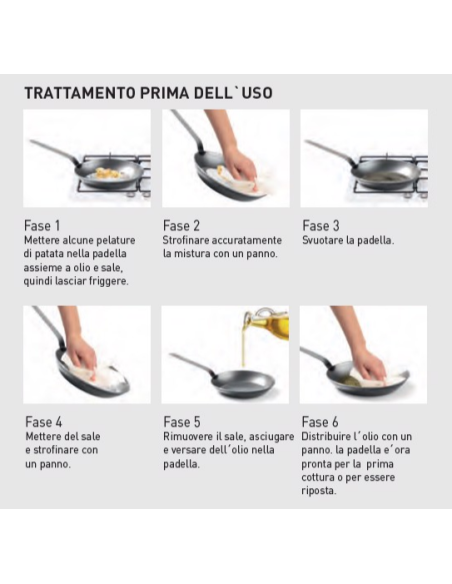 Frying pan - Made of rolled steel - Welded handle - Various sizes