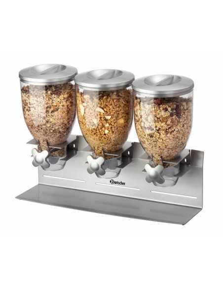 Dispensador de cereales con triple molino - Capacidad 3 x 3,5 lt - Dimensiones 54 x 17 x 39,5 h cm