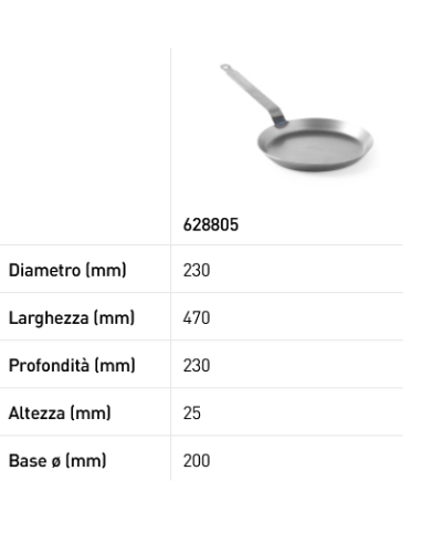 Padella per crepes - Realizzata in acciaio...