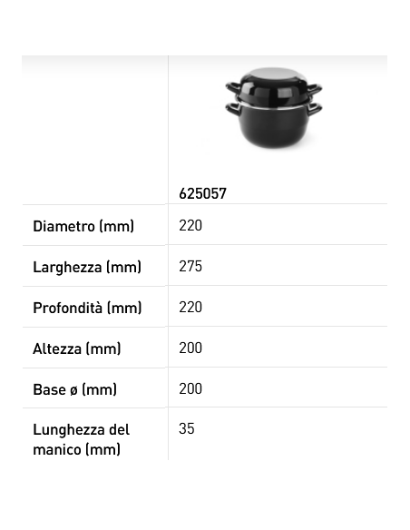 Cacerola para mejillones - En acero inoxidable esmaltado - Con tapa - Varias dimensiones