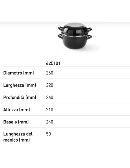 Pan for mussels - In enamelled stainless steel - With lid - Various dimensions