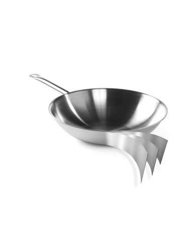 Pan "Wok" 3-PLY - Flat bottom - Without lid -...