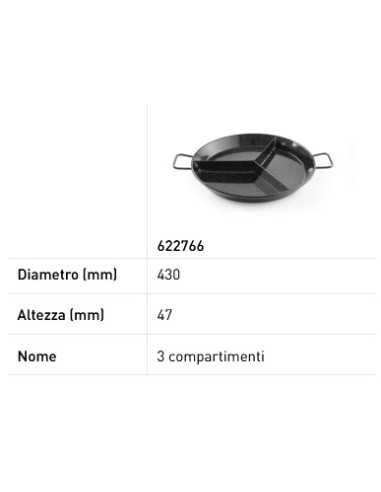 "Paella" pan - Enamelled - With compartments -...