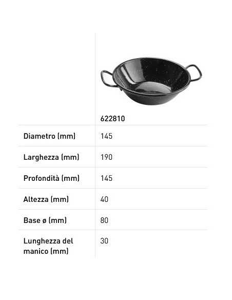 Deep frying pan - Enamelled - Without lid - Various dimensions