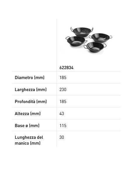 Padella fonda - Smaltata - Senza coperchio - Dimensioni varie