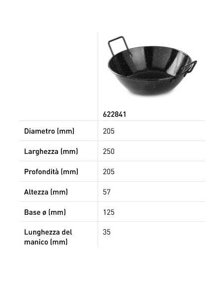 Deep frying pan - Enamelled - Without lid - Various dimensions