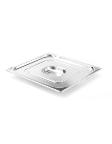 Lid for GN 1/6 trays - With spoon recess - Stainless steel - mm 176 x 162