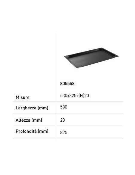 Bandeja Gastronorm GN 1/1 - Antiadherente - Varias alturas - mm 530 x 325